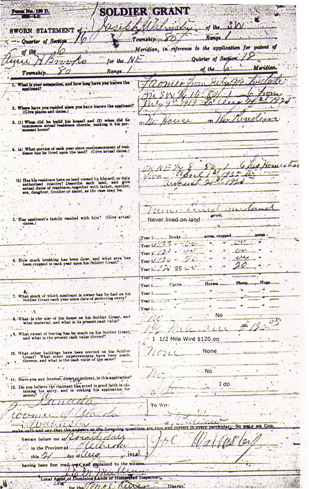 Provincial Archives of Alberta File 3924120 - Aime Brooks -Joseph  Walmsley Supporting Statement